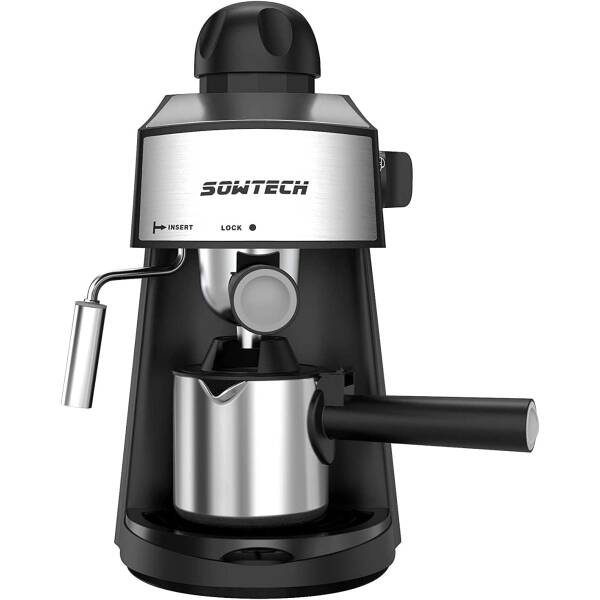 SOWTECH Steam Espresso Machine Espresso Maker Cappuccino Latte Machine with Steam Milk Frother and Mug 3.5 Bar 4 Cup