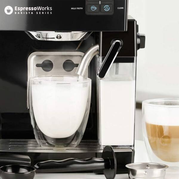 Espresso Machine, Latte & Cappuccino Maker- 10 pc All-In-One Espresso Maker with Milk Steamer (Incl: Coffee Bean Grinder, 2