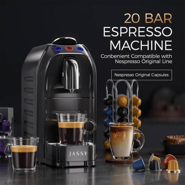 Small Espresso Coffee Machine 20 Bar Coffee Maker Compatible for Nespresso Original Capsule with Single/Double Cup System for