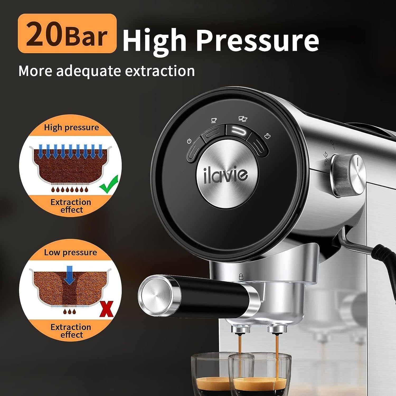 Compact Espresso Machine, Home Espresso Machine with Milk Frother