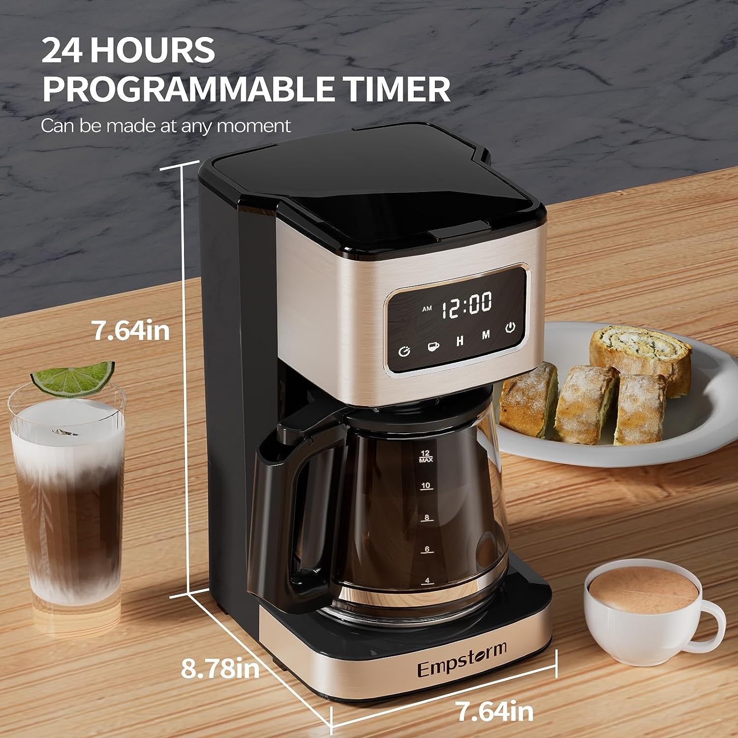 12-Cup Programmable Coffee Maker with Timer and Automatic Start, Drip Coffee  Mac