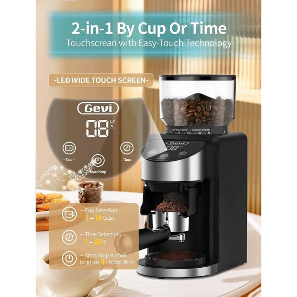 Gevi Burr Coffee Grinder, Adjustable Burr Mill with 35 Precise Grind Settings, Electric Coffee Grinder for