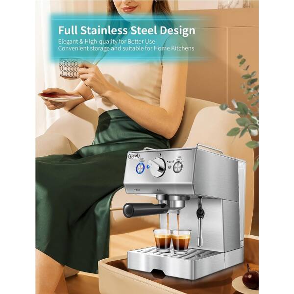 Espresso Machine, Stainless Steel Espresso Machine with Milk Frother for Latte, Cappuccino, Machiato,for Home Espresso Maker,