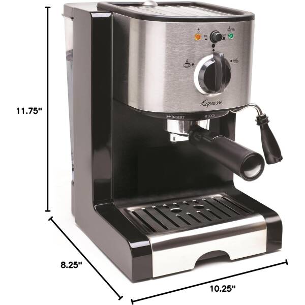 Capresso 116.04 Pump Espresso and Cappuccino Machine EC100, Black and Stainless, 46 oz