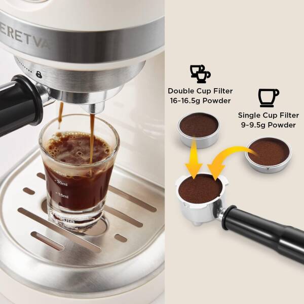 Neretva 20 Bar Espresso Coffee Machine with Steam Wand for Latte Espresso and Cappuccino, Compact Espresso Maker For Home