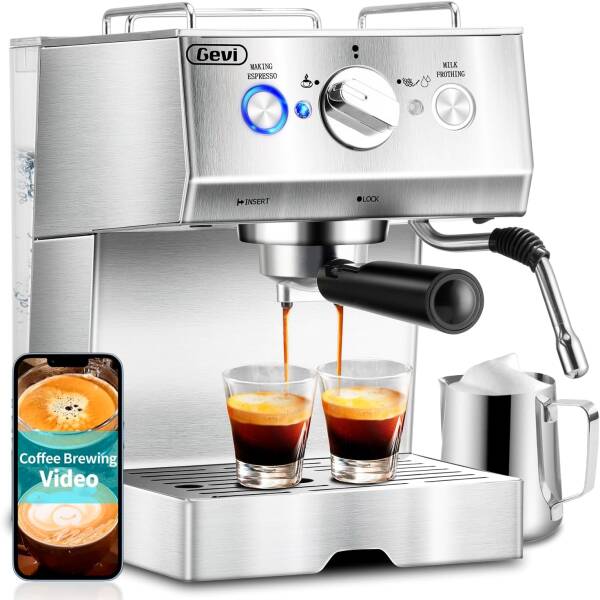 Espresso Machine, Stainless Steel Espresso Machine with Milk Frother for Latte, Cappuccino, Machiato,for Home Espresso Maker,