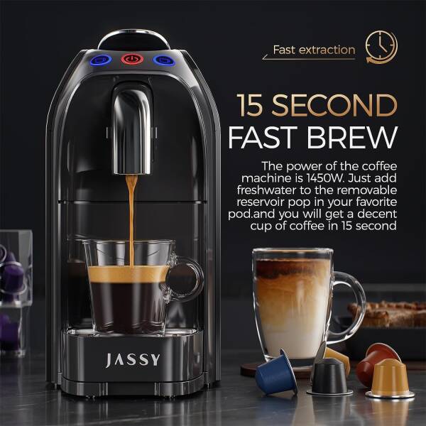 Small Espresso Coffee Machine 20 Bar Coffee Maker Compatible for Nespresso Original Capsule with Single/Double Cup System for