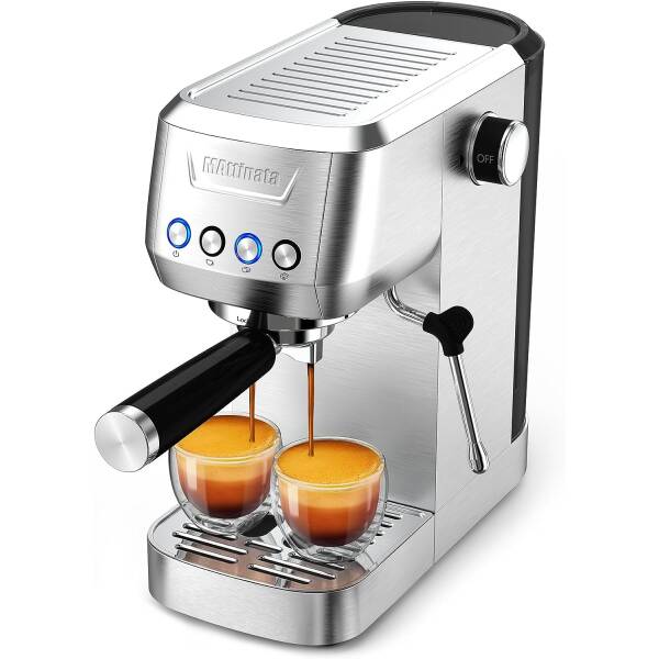 MAttinata Espresso Machine, 20 BAR Espresso Maker with Milk Frother/Steam Wand, Stainless Steel Compact Espresso Coffee Machine