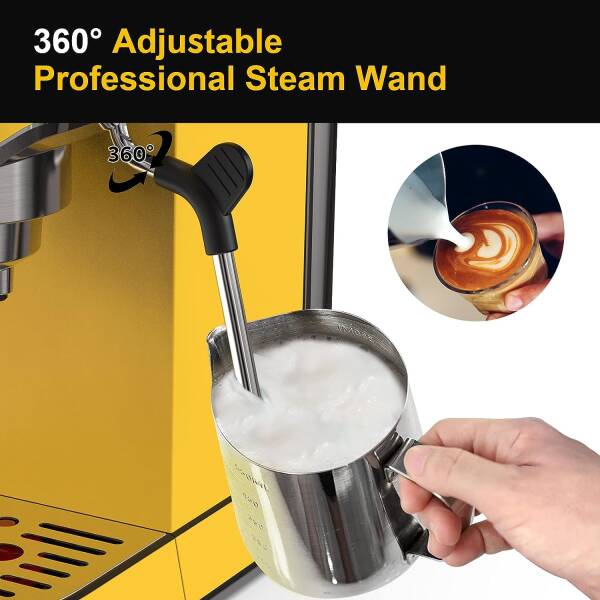 CAVDLE Espresso Machine 20 Bar, Professional Espresso Maker with Milk Frother Steam Wand, Compact Espresso Coffee Machine with