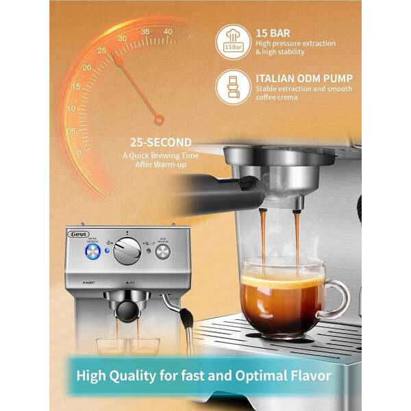 Espresso Machine, Stainless Steel Espresso Machine with Milk Frother for Latte, Cappuccino, Machiato,for Home Espresso Maker,