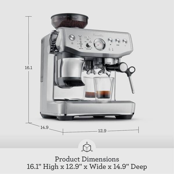 Breville Barista Express® Impress Espresso Machine, 2 Liters, Brushed Stainless Steel, BES876BSS