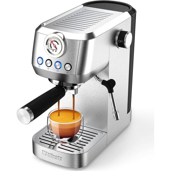 MAttinata Espresso Machine, 20 Bar Professional Espresso Maker Stainless Steel with Milk Frother Steam Wand and Pressure Gauge,