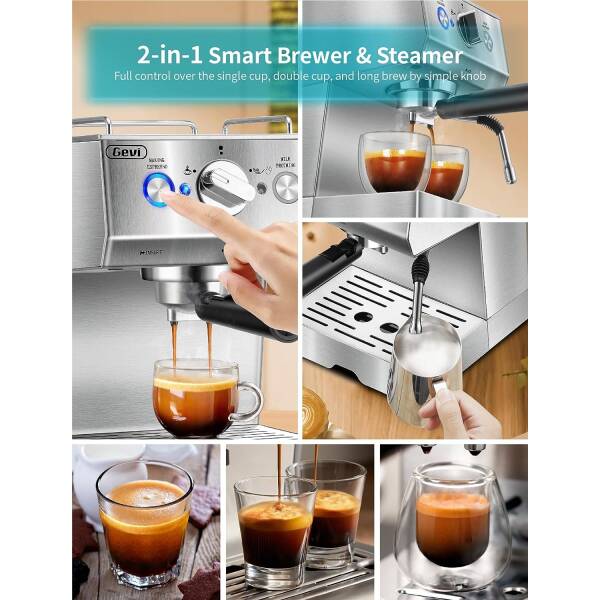 Espresso Machine, Stainless Steel Espresso Machine with Milk Frother for Latte, Cappuccino, Machiato,for Home Espresso Maker,