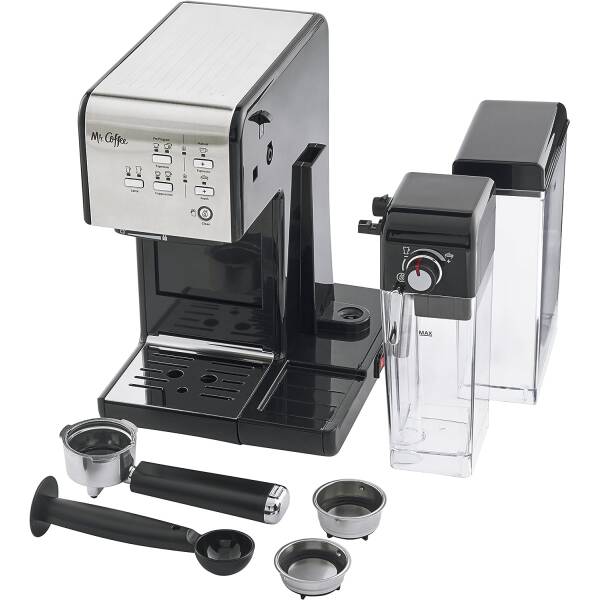 Mr. Coffee Espresso and Cappuccino Machine, Programmable Coffee Maker with Automatic Milk Frother and 19-Bar Pump, Stainless